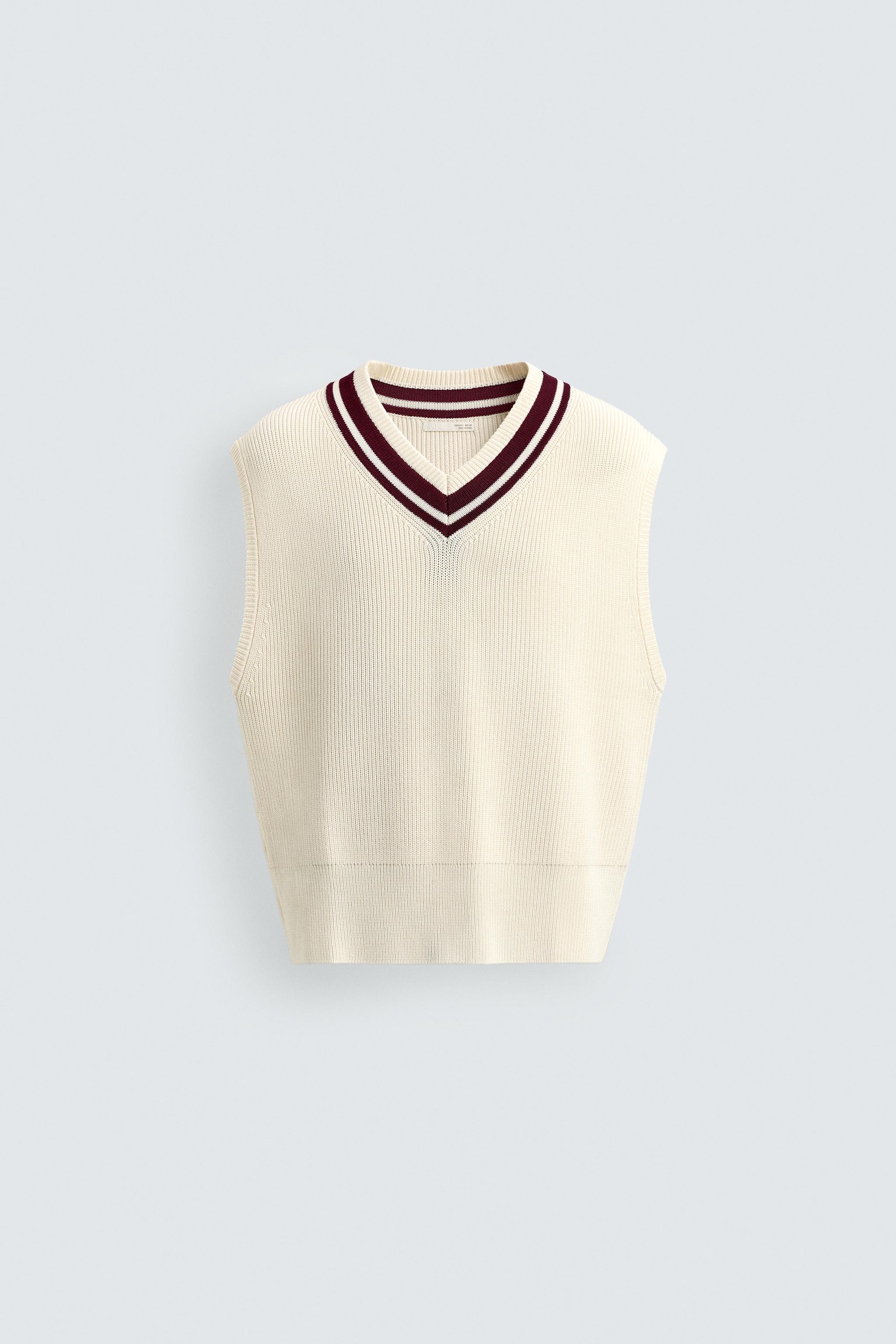 GILET EN MAILLE CÔTELÉ CONTRASTE